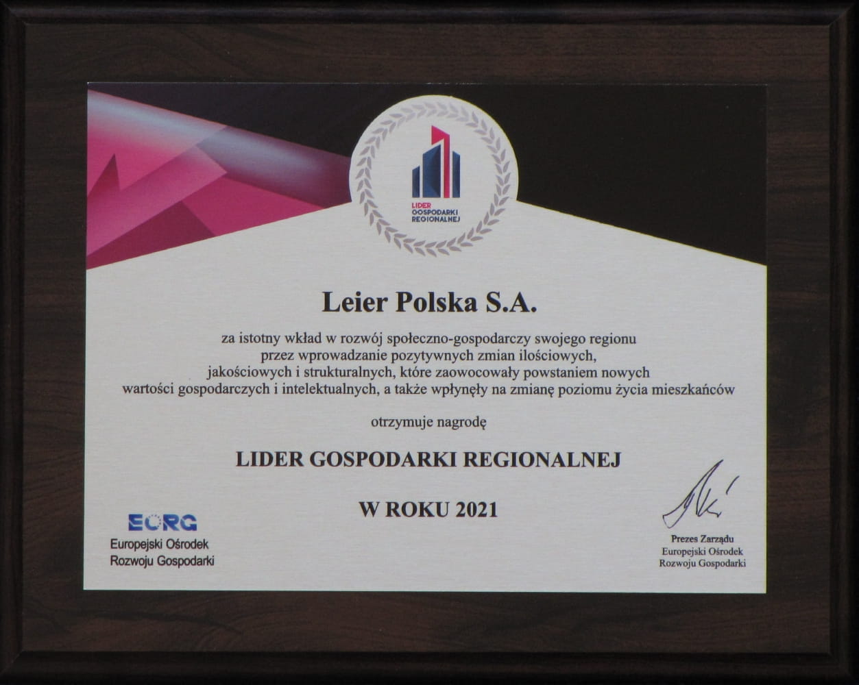 LIDER GOSPODARKI REGIONALNEJ W ROKU 2021